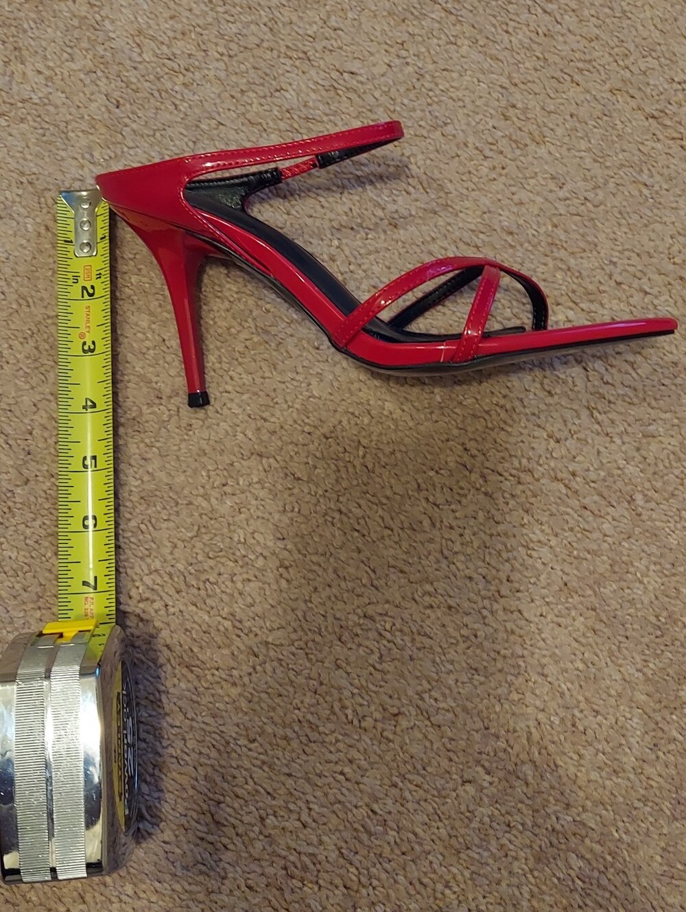 Red Strappy High Heel Sandals - Women's Dress Heels - Picture 5 of 5